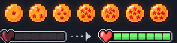 Seven Dragon Balls restore an empty health bar to full
