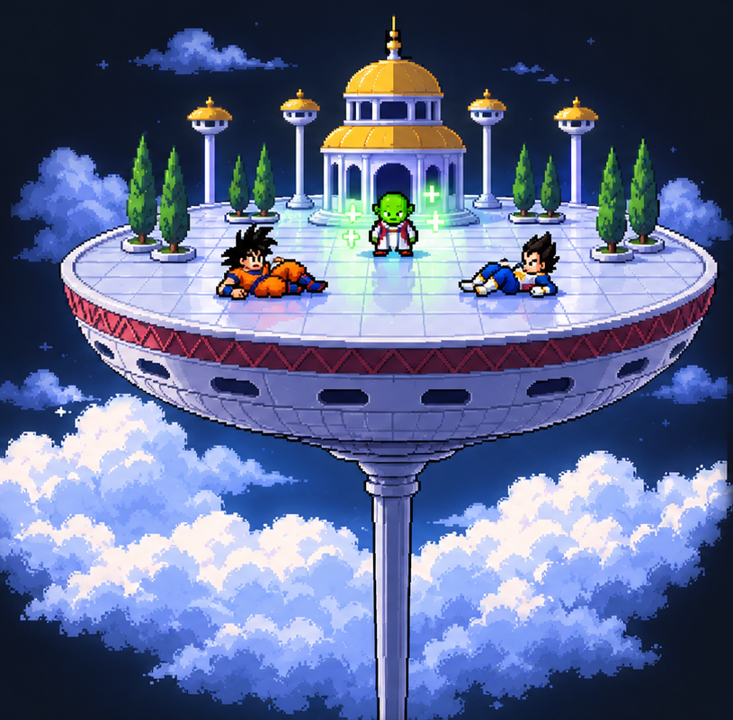Dende's sanctuary floating above the clouds